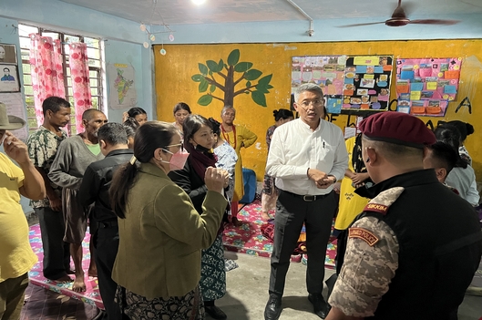 Hon'ble Mrs. Justice Meenakshi Madan Rai, Judge, High Court of Sikkim and Executive Chairperson, Sikkim SLSA visited the relief camps set up by the Government post the flash floods at Majhitar Government Secondary School on 6th October, 2023
