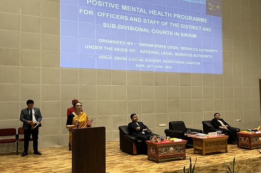 Positive Mental Health programme for Officers and Staff of District & Sub Divisional Courts in Sikkim and DLSAs & TLSCs held on 24.06.2023 at Sikkim Judicial Academy, Sokeythang.