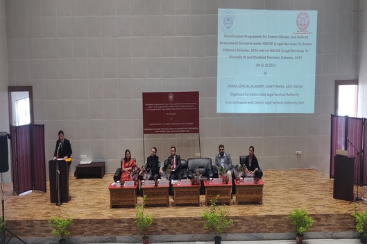 Sensitization Programme for creating awareness of the rights and entitlements of the Senior Citizens under NALSA (Legal Services to Senior Citizens) Scheme, 2016 and on NALSA (Legal Services to the Mentally Ill and Disabled Persons) Scheme, 2015 on 1st October, 2019 at the Sikkim Judicial Academy, Sokeythang, East Sikkim