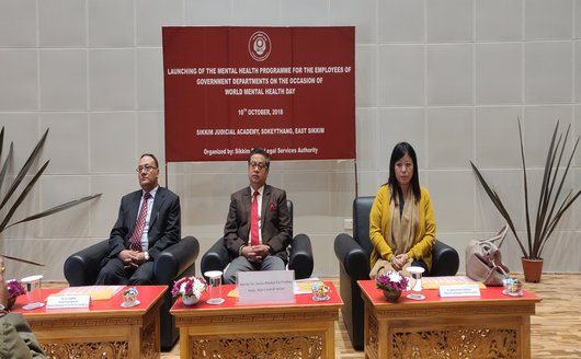 Launching of the Mental Health Programme for the employees of Government Departments on the occasion of 'WORLD MENTAL HEALTH DAY'held on 10.10.2018 at Sikkim Judicial Academy, Sokeythang, East Sikkim