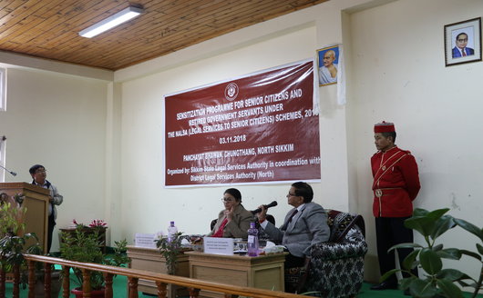 Sensitization Programme for Senior Citizens and retired Government Servants under NALSA (Legal Services to Senior Citizens)Scheme, 2016 held on 03.11.2018 at Panchayat Bhawan, Chungthang, North Sikkim
