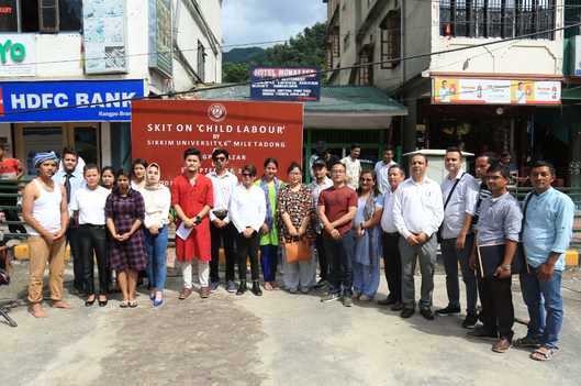 A skit on the subject Child Labour along with the students of the 9th Semester, of Sikkim University, on 3rd September, 2019 at Rangpo Bazaar and with the students of 5th Semester of Sikkim Government Law College, Burtuk on 11th September, 2019 at M.G. Marg, Gangtok.
